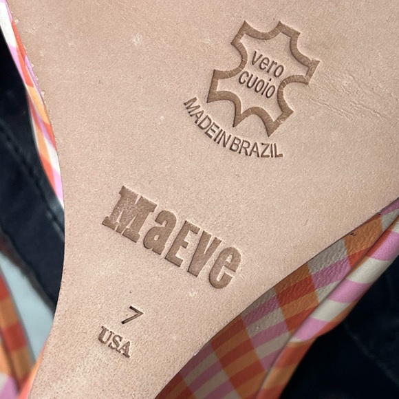 NWOT Maeve Gingham Square Toe Wedge Heels Size 7 - Picture 9 of 15